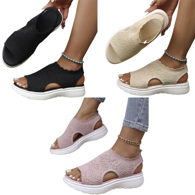 Ellen | Gebreide sandalen met plateauzool