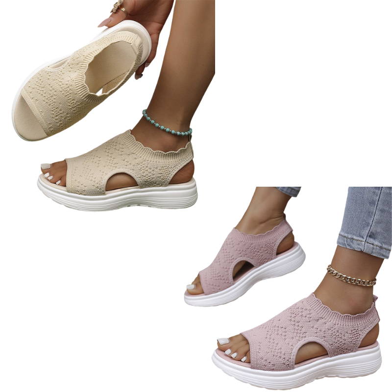 Ellen | Gebreide sandalen met plateauzool