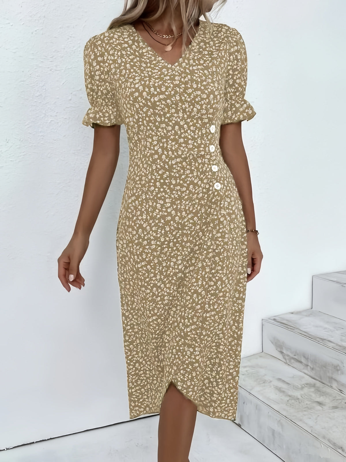 Elise | Jurk met bloemenprint en V-hals