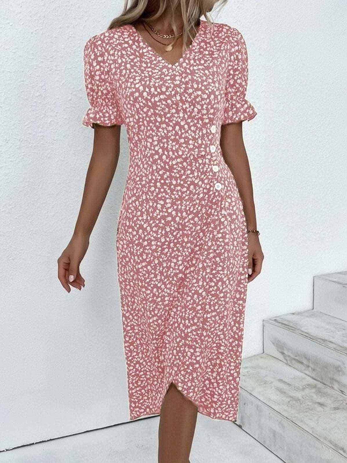 Elise | Jurk met bloemenprint en V-hals