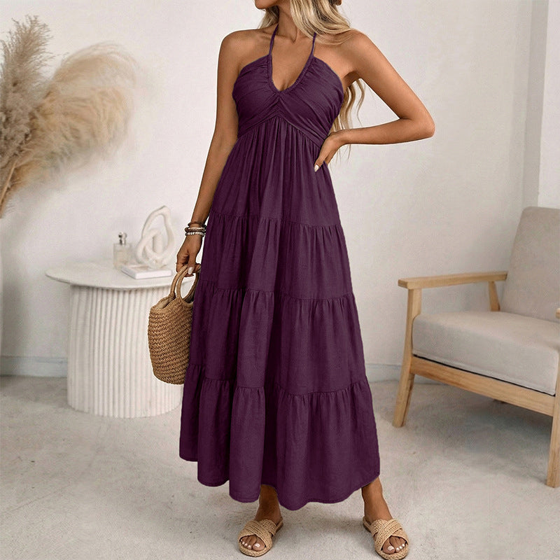 Inge | Maxi-jurk met halterhals en volants