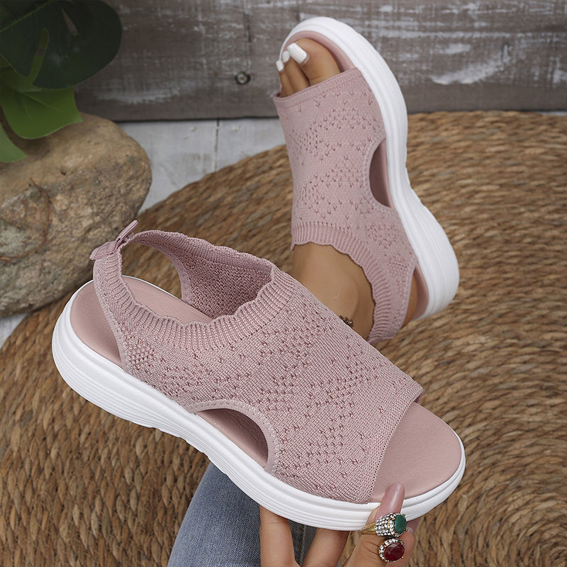 Ellen | Gebreide sandalen met plateauzool