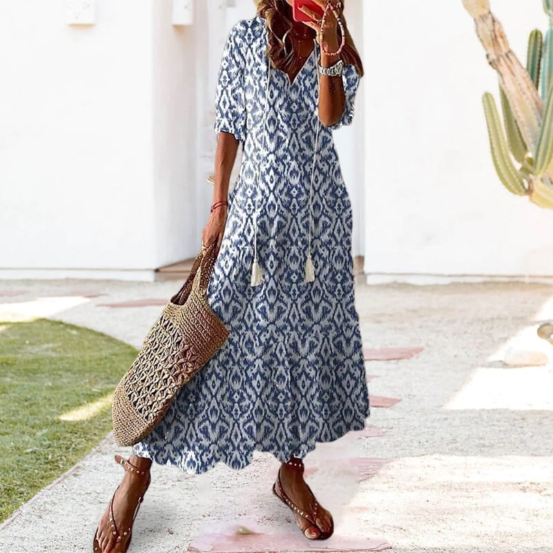 Loes | Maxi-jurk met ballonmouwen