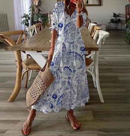 Loes | Maxi-jurk met ballonmouwen