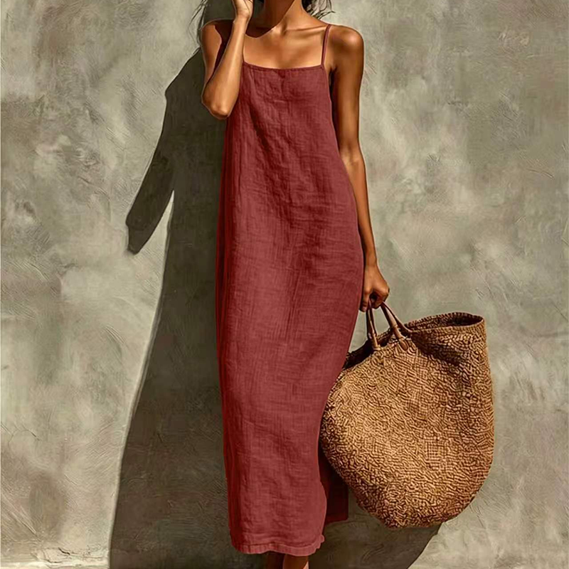 Merel | Lange slipdress in effen kleur