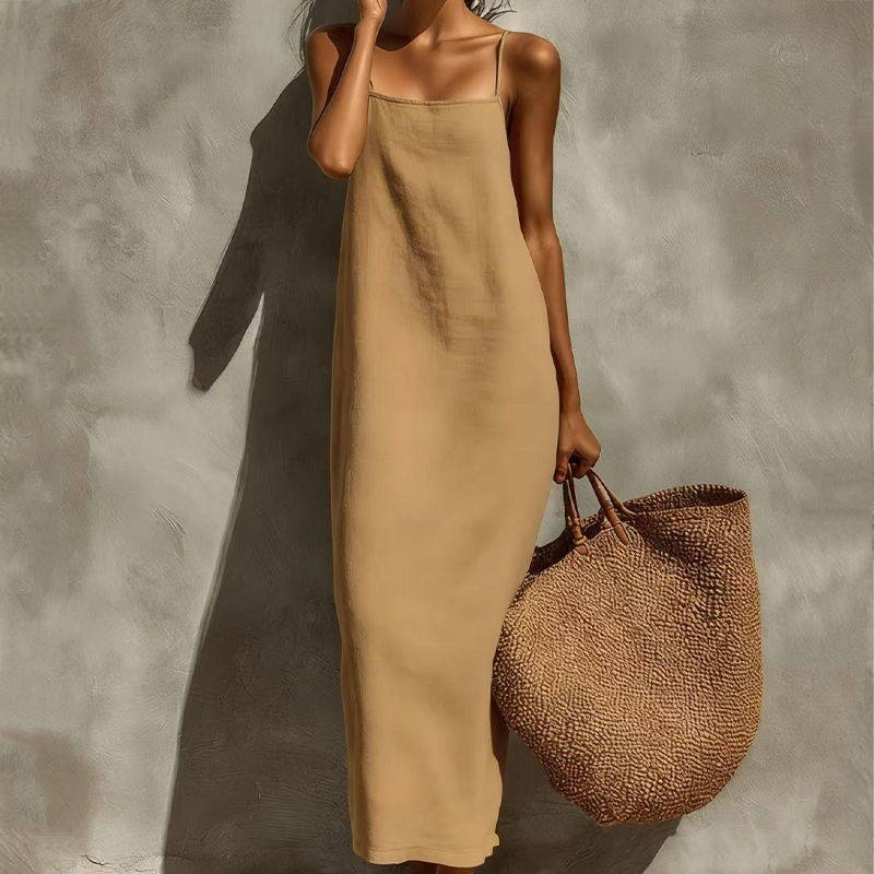 Merel | Lange slipdress in effen kleur